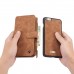 iPhone 6 6s Plus 5.5 - CaseMe Vintage 2 in 1 Genuine Leather Flip Zipper Wallet Protective Cover Case - Brown